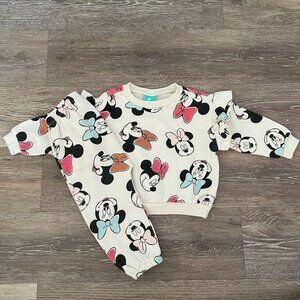Primark Kids Matching Set - Cream with Multicolor Mickey Print